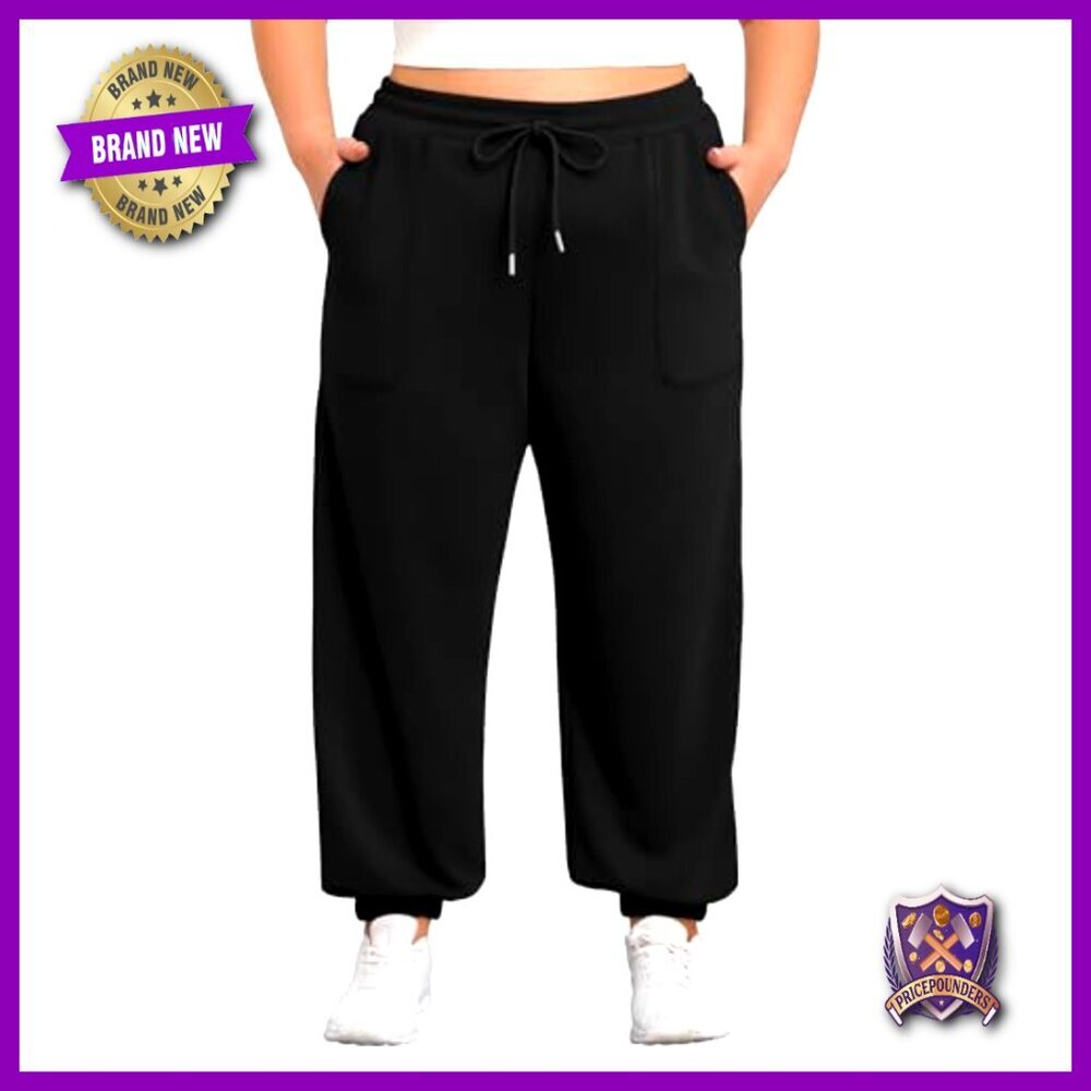 Plus Size Sweatpants with Pockets Elastic Waist Lounge Yoga Joggers - Picture 4 of 6